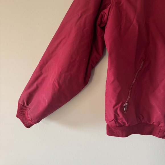 VTG LL Bean Warm Up Jacket Mens L Freeport Maine Red Exterior Green Fleece Inter - Picture 5 of 7
